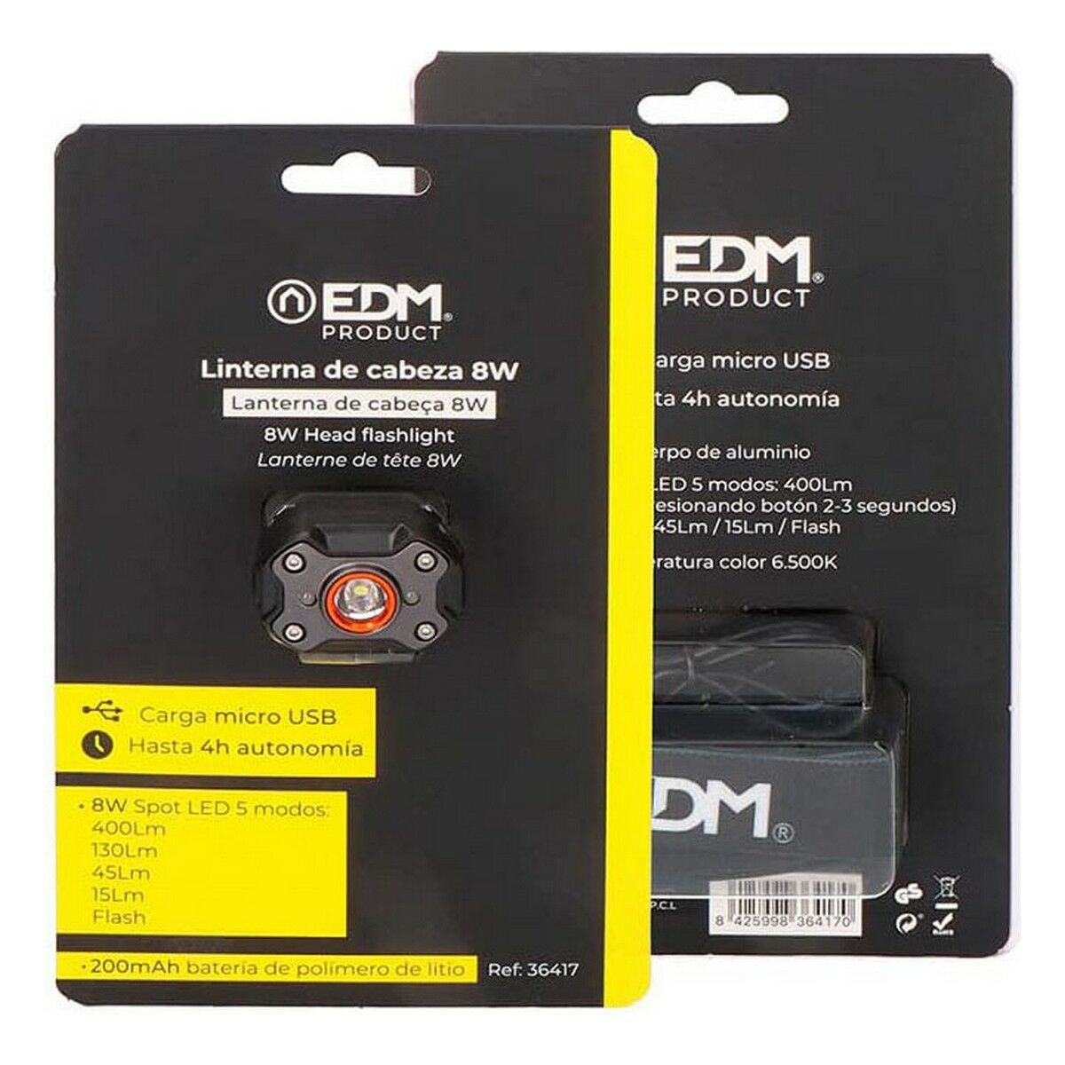 LED-hodelykt EDM 36417 Svart 8 W 400 lm
